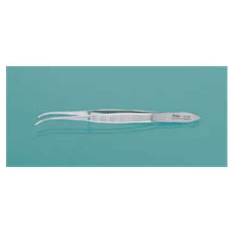 Miltex Forcep Tissue Iris 4" 0.8mm Wide Tip Half Curve 1x2 Teeth Stainless Steel Each - Integra Miltex - 18-788