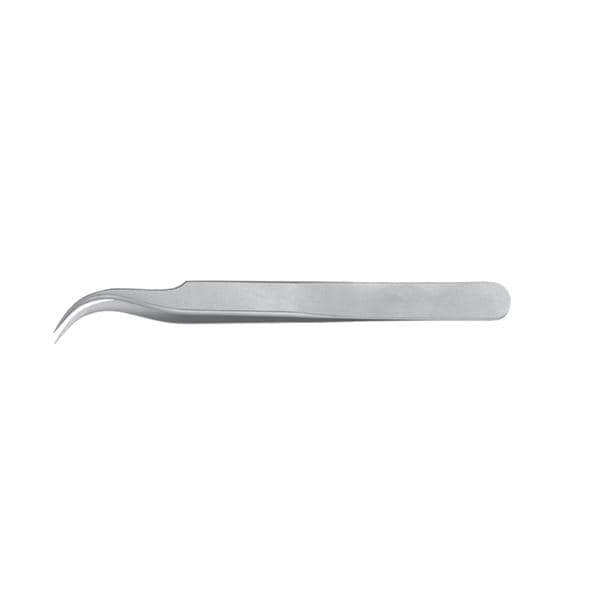 Miltex Forcep Jewelers Swiss 4-1/2" Fine Tip Serrated Curved Flat #7 SS/NMgntc Each - Integra Miltex - 17-307