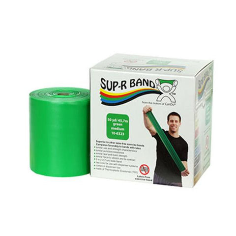 Fabrication Enterprises Band Exercise Sup-R Band 50ydx5" Green Md Thrmplstc Elstmr LF Each - 45200