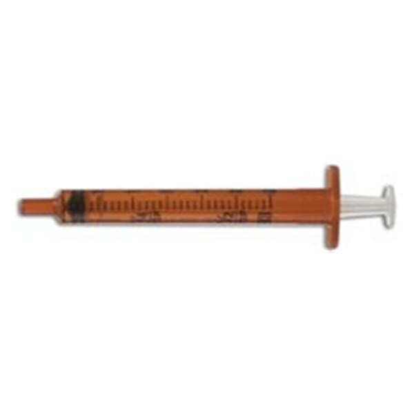 Becton Syringe Dispenser Polypropylene 5cc Clear/Orange Print 100/Bx, 5 BX/CA - Dickinson - 305218