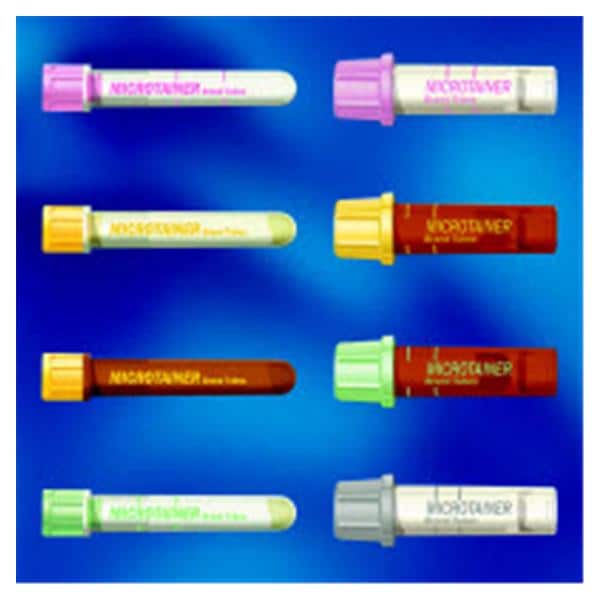 Becton Tube Capillary Microtainer 250-500ul 8mm Plastic K2 EDTA Lavender/White 50/Bx, 4 BX/CA - Dickinson - 365974