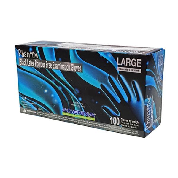 Adenna, Inc Gloves Exam Phantom Powder-Free Latex 9 in Large Black 100/Bx, 10 BX/CA - PHM916