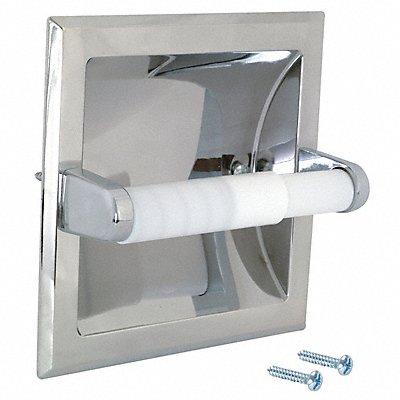 Horizontal Single Roll Recessed Anti-Ligature Toilet Paper Holder Silver
