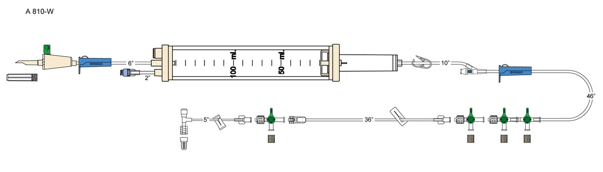CODAN Vented 60 drop Burette Set, (2) roller clamps, air eliminating disk, needlefree Y-site, 2-gang four-way stopcock manifold, detachable four-way stopcock extension, detachable four-way stopcock,5” microbore pigtail with injectable