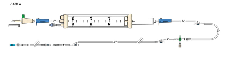 CODAN Non-vented 60-drop Burette Set, (2) roller clamps, (2) swabalble Y-sites, slide clamp, detachable four-way stopcock, 36" detachable extension with swabable Y-site, 6" needlefree pigtail with swabable Y-site and spin-lock