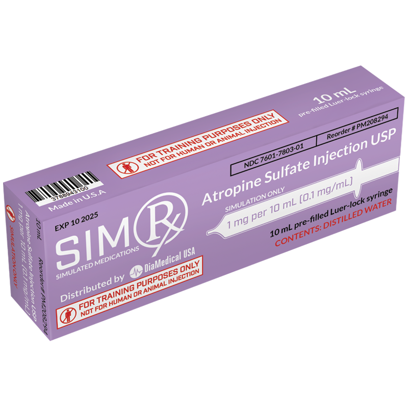 SimRx Atropine Sulfate Injection PREFILLED SYRINGE  USP 1mg/10mL - Each