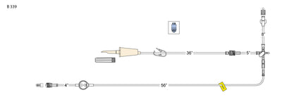 CODAN TPN Delivery System, non-vented spike, pinch clamp, pressure-activated valve, stoppost stopcock, slide clamp, 0.2 micron air eliminating filter, spin-lock. Separate swabable valve included