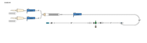 CODAN (2) non-vented spikes, (3) roller clamps, 200micron filter chamber, injectable Y-site, 36" detachable four-way stopcock extension with spin-lock