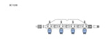 CODAN 4-gang swabable four-way stopcocks on a manifold plate