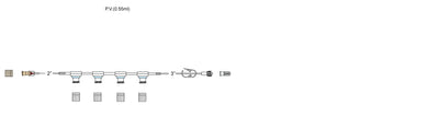 CODAN Female luer-lock with back check valve, microbore tubing, (4) pressure activated valves, pinch clamp, male luer-lock
