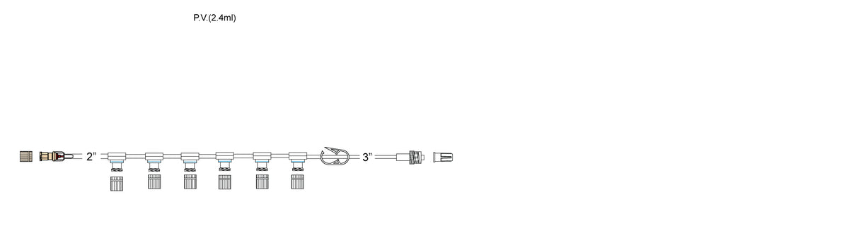 CODAN Back check valve, regularbore tubing, (6) pressure-activated valves, pinch clamp, male luer-lock