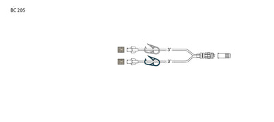 CODAN Bifurcated MiniBore Extension Set, (2) female luer-locks, (2) color coded pinch clamps, 2-in-1 male luer-lock