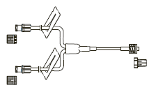 CODAN Bifurcated MiniBore Extension Set, (2) female luer-locks with back check valves, (2) slide clamps, spin-lock