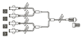 CODAN Quadfurcated MiniBore Extension Set, (4) female luer-locks, (5) slide clamps, male luer-lock, CODAN FlowStop Cap™
