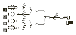 CODAN Quadfurcated MiniBore Extension Set, (4) female luer-locks, (5) slide clamps, male luer-lock, CODAN FlowStop Cap™