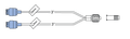 CODAN Bifurcated MiniBore Extension Set, (2) swabable valves, (2) slide clamps, 2-in-1 spin-lock