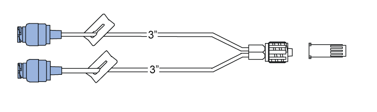 CODAN Bifurcated MiniBore Extension Set, (2) swabable valves, (2) slide clamps, 2-in-1 spin-lock