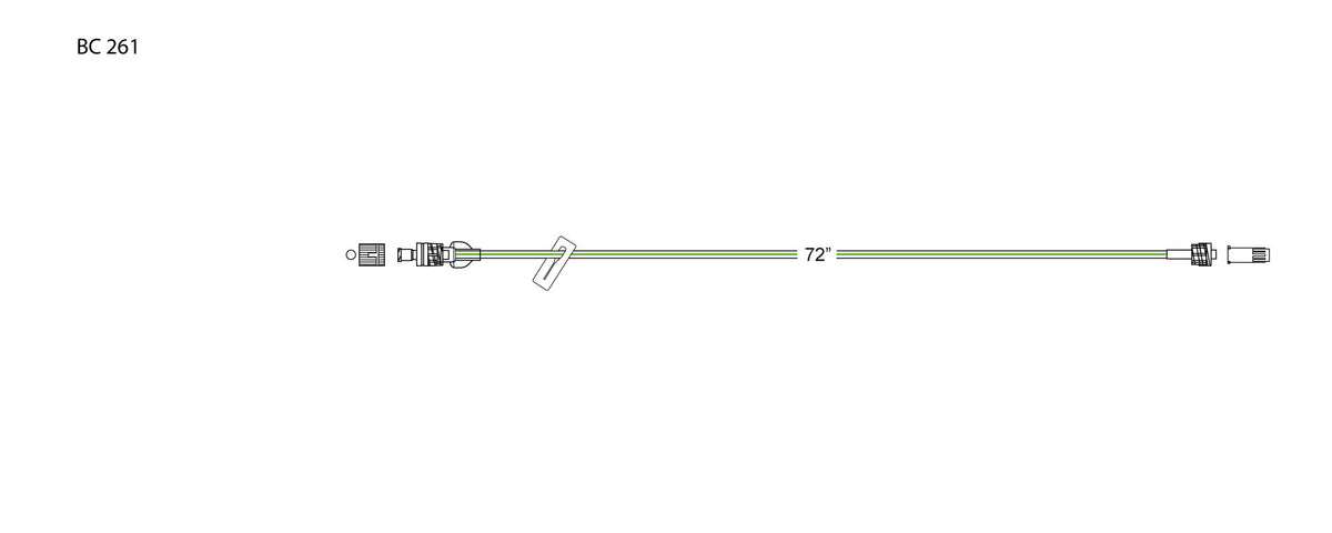 CODAN Green Stripe MiniBore Extension Set, pressure-activated valve, slide clamp, male luer-lock