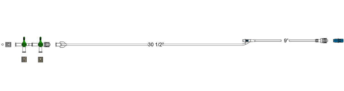 CODAN Detachable 2-gang four-way stopcocks, regularbore tubing, needlefree Y-site, spin-lock
