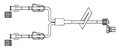 CODAN Bifurcated MiniBore Extension Set, female luer-lock, (2) color coded pinch clamps, slide clamp, male luer-lock