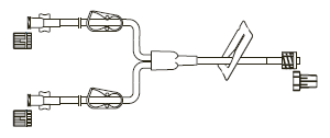 CODAN Bifurcated MiniBore Extension Set, female luer-lock, (2) color coded pinch clamps, slide clamp, male luer-lock