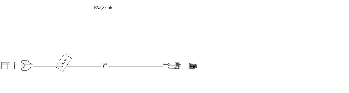 CODAN MiniBore Extension Set, female luer-lock, slide clamp, male luer-lock, CODAN FlowStop Cap™