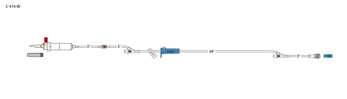 CODAN 60d vented chamber, back check valve, (2) needlefree Y-sites, slide clamp, roller clamp, spin-lock