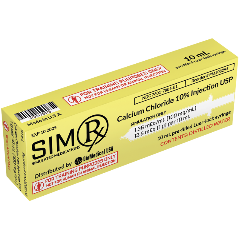 SimRx Calcium Chloride 10% Injection PREFILLED SYRINGE USP 1,000mg/10mL - Each