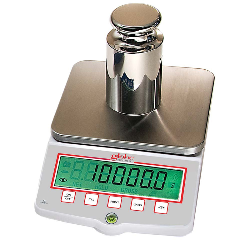 Globe Scientific Balance, Toploading, Basic, High Capacity, Portable, 10000g x 0.1g, External Calibration, 100-240V, 50-60Hz, Rechargeable Internal Battery