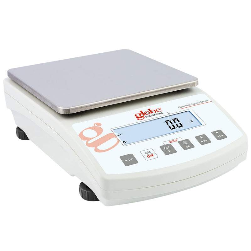 Globe Scientific Balance, Toploading, Precision, High Capacity, Portable, 2000g x 0.01g, External Calibration, 100-240V, 50-60Hz, Rechargeable Internal Battery