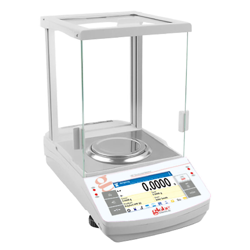 Globe Scientific Balance, Analytical, Touchscreen, 220g x 0.1mg, Internal Calibration, 100-240V, 50-60Hz