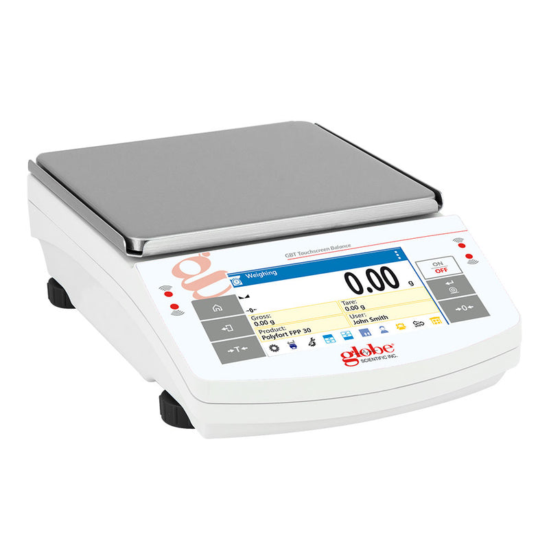 Globe Scientific - Balance, Precision, Touchscreen, 3000g x 1mg, Internal Calibration, 100-240V, 50-60Hz
