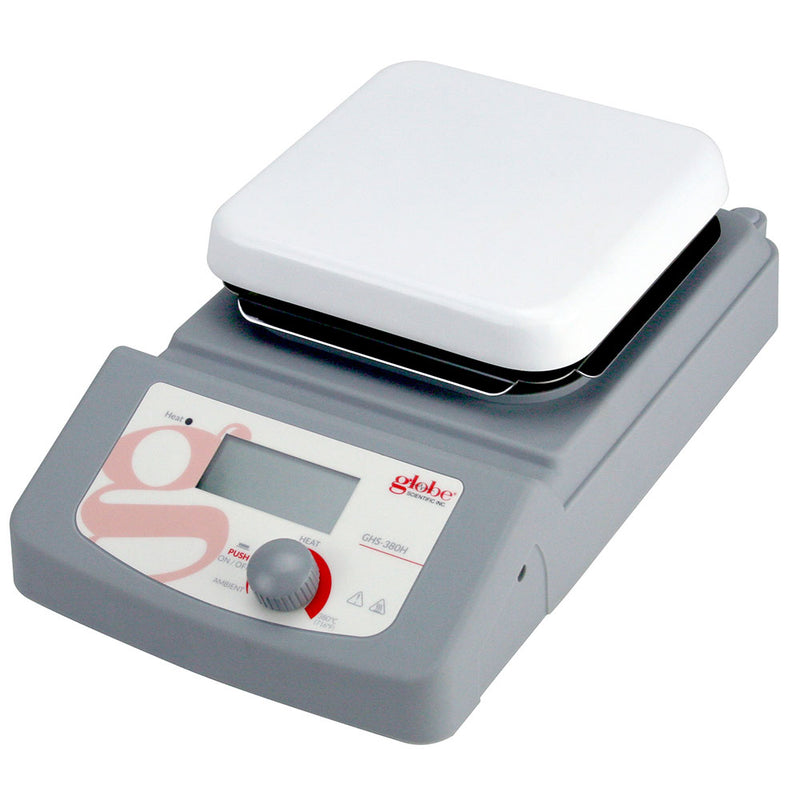 Globe Scientific - Hotplate, Digital, 380C Maximum Temperature, 5.5 x 5.5 inch ceramic coated top plate, 200-240v 50-60Hz - GS-GHS-380H-UK-EU