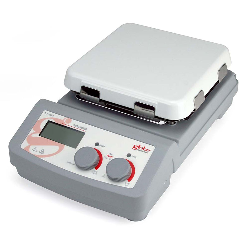 Globe Scientific - Hotplate Stirrer, Digital, 550C Maximum Temperature, 7 x 7 inch glass ceramic top plate, with RS232 port, 200-240v 50-60Hz - GS-GHS-550HSP-UK-EU