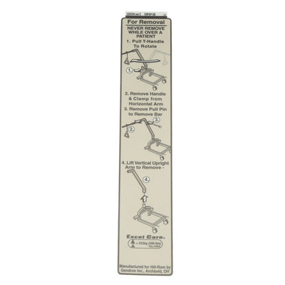 Hillrom Label, Trapeze Install/Removal - 135724