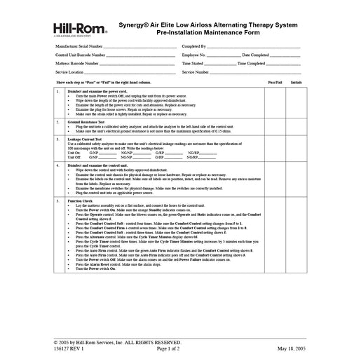Hillrom PMF, Synergy Air Elite 50/Pd - 136127