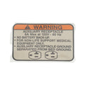 Hillrom Label, Warning, Aux Receptacle - 140276