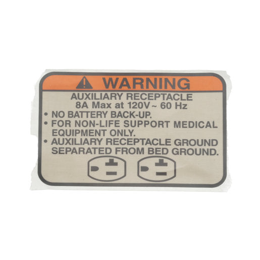 Hillrom Label, Warning, Aux Receptacle - 140276