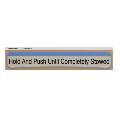Hillrom Label, Instruction, Hold Push - 144692
