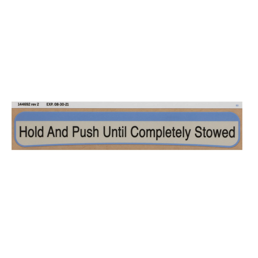 Hillrom Label, Instruction, Hold Push - 144692
