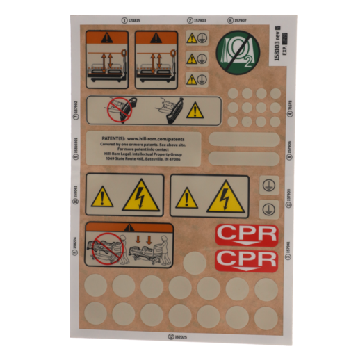 Hillrom Label, Advanta II Sheet - 158103