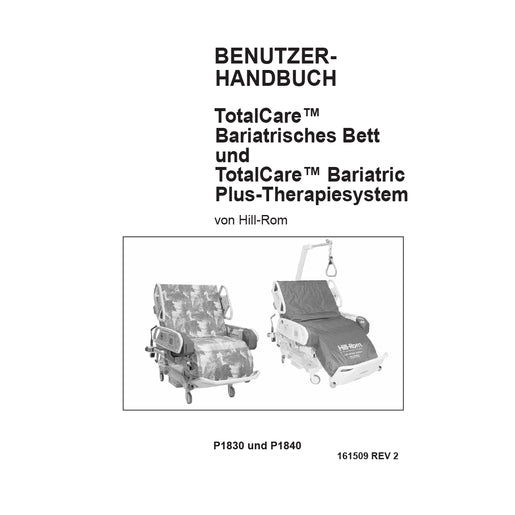 Hillrom User Manual, TotalCare Bariatric User Manual, German - 161509