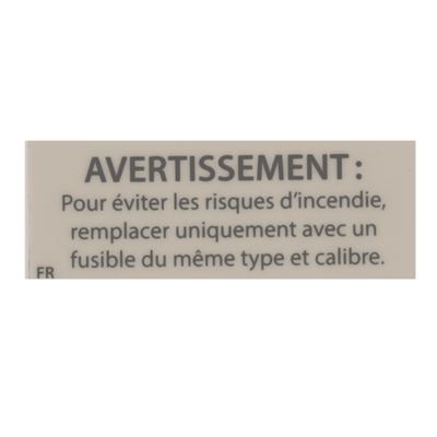 Hillrom Label, UL Warning Fuse, French - 163395