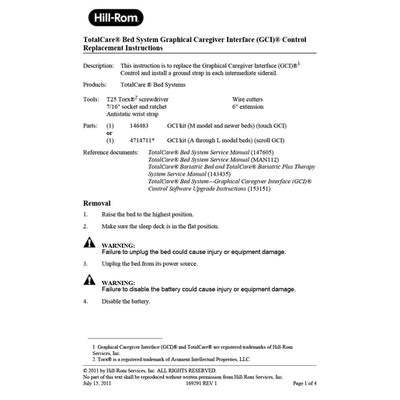Hillrom Instruction Sheet, TotalCare GCI Ground Strap Inst - 169291