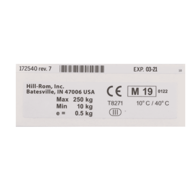 Hillrom Label, OIML Scale Cert - 172540