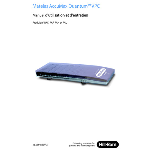 Hillrom User Manual, Accumax User Manual, French - 183194