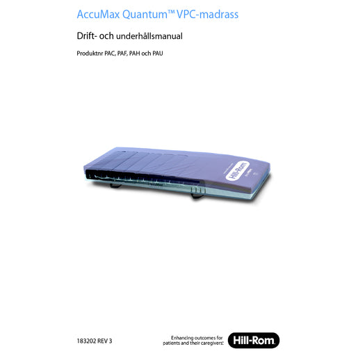 Hillrom User Manual, Accumax User Manual, Swedish - 183202