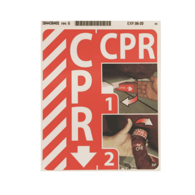 Hillrom Label, CPR Instructions, Spanish - 184438401