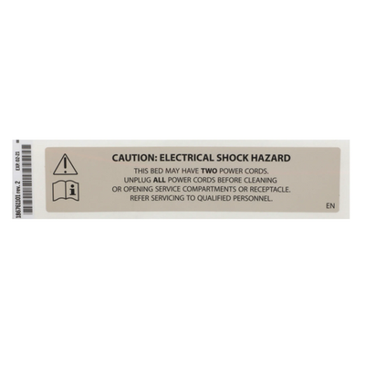 Hillrom Label, Unplug Warning, English - 186761101
