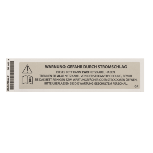 Hillrom Label, Unplug Warning, German - 186761201